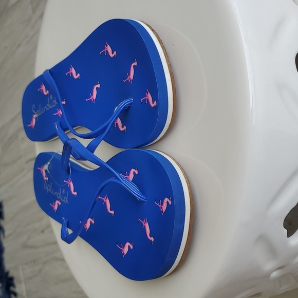 Splendid Flamingo Flip Flops, Blue with Pink Flamingos, Size 9, Never Worn - Picture 9 of 12